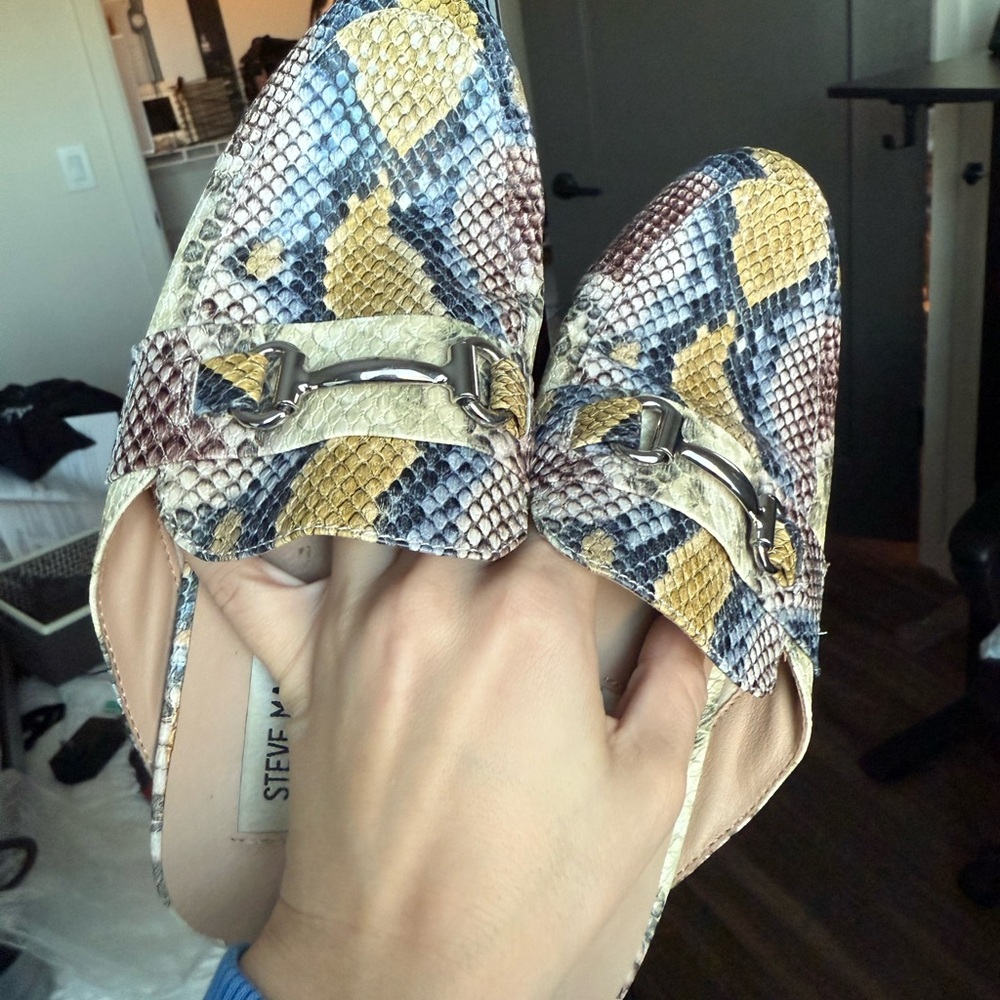 Steve Madden Snakeskin Pattern Loafers with Metal Bit - Picture 3 of 9